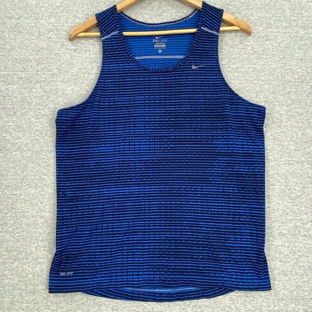 Nike Tank Top Womens Medium Blue Dri Fit Sleeveless Workout Jogging Activewear